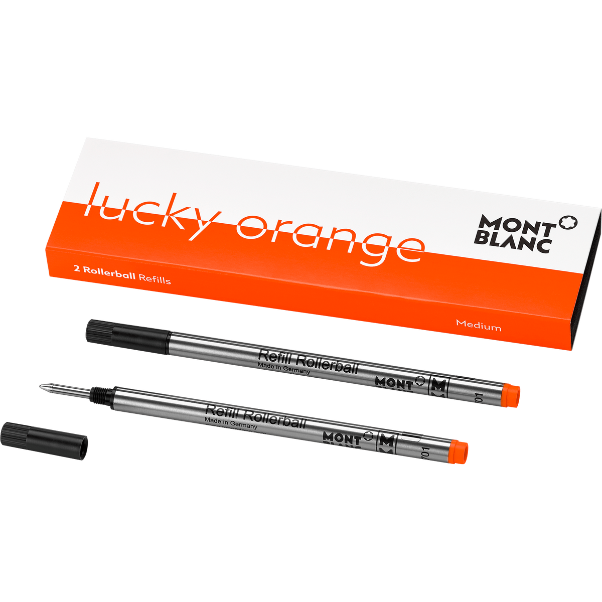 2 Rollerball Refills Medium, Lucky Orange