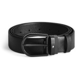 Horseshoe buckle black 35mm leather belt