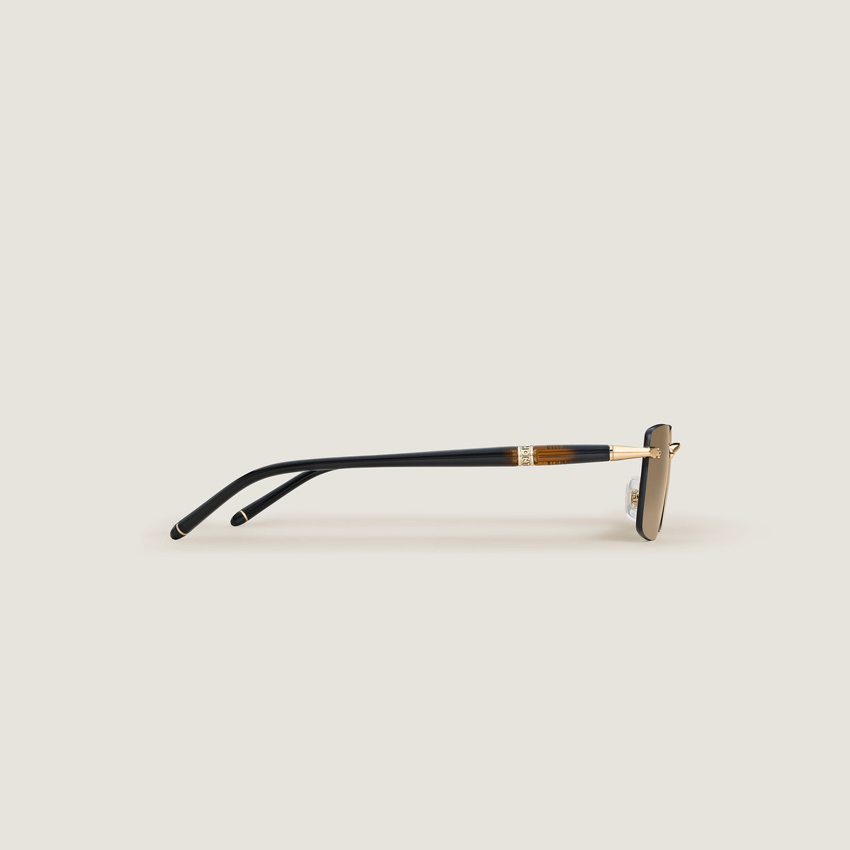 Rectangular Sunglasses with Gold-Coloured Metal Frame