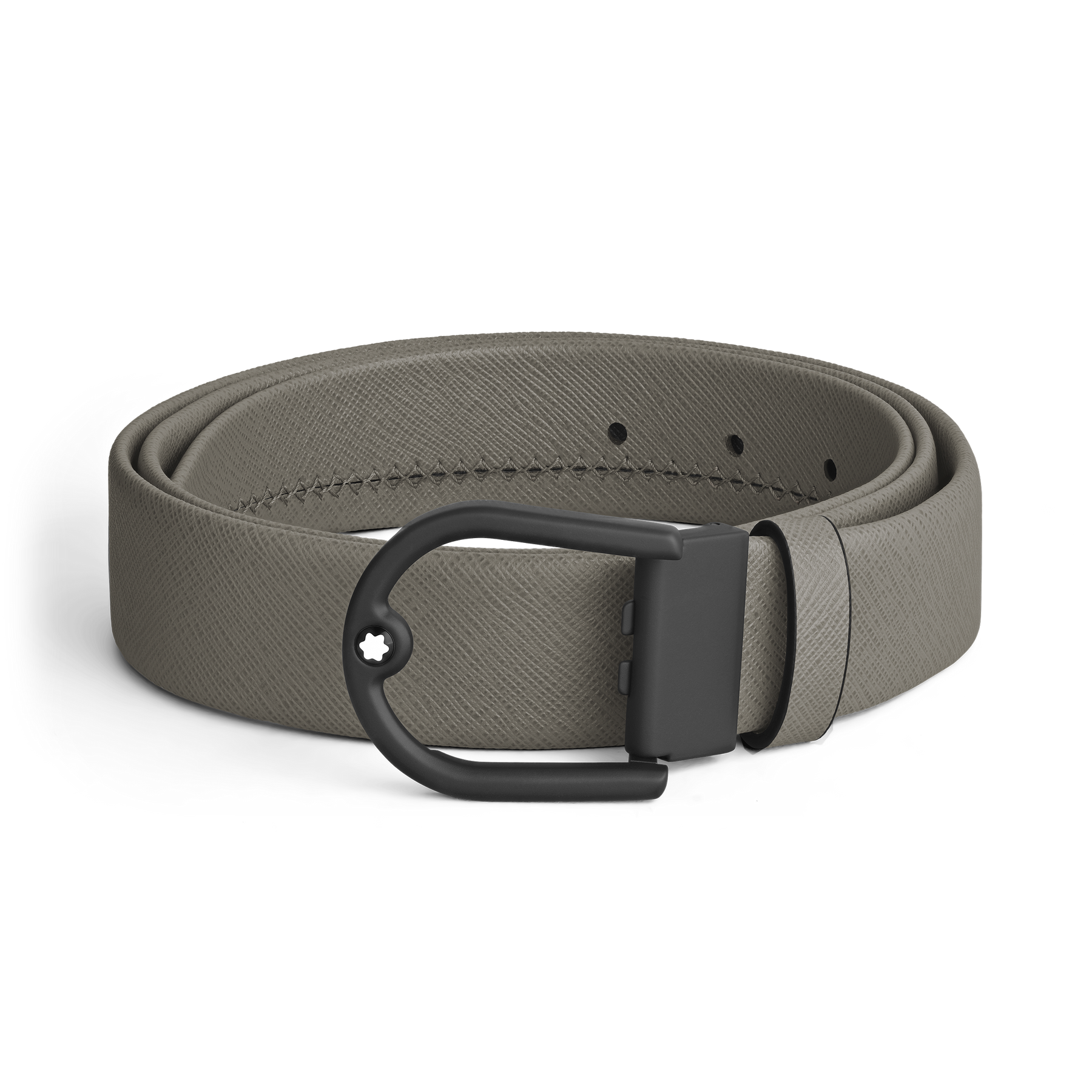 Horseshoe buckle medium grey 35mm leather belt