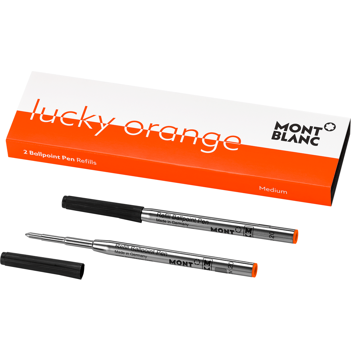 2 Ballpoint Pen Refills Medium, Lucky Orange