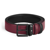 Cassis/black leather 35mm reversible belt