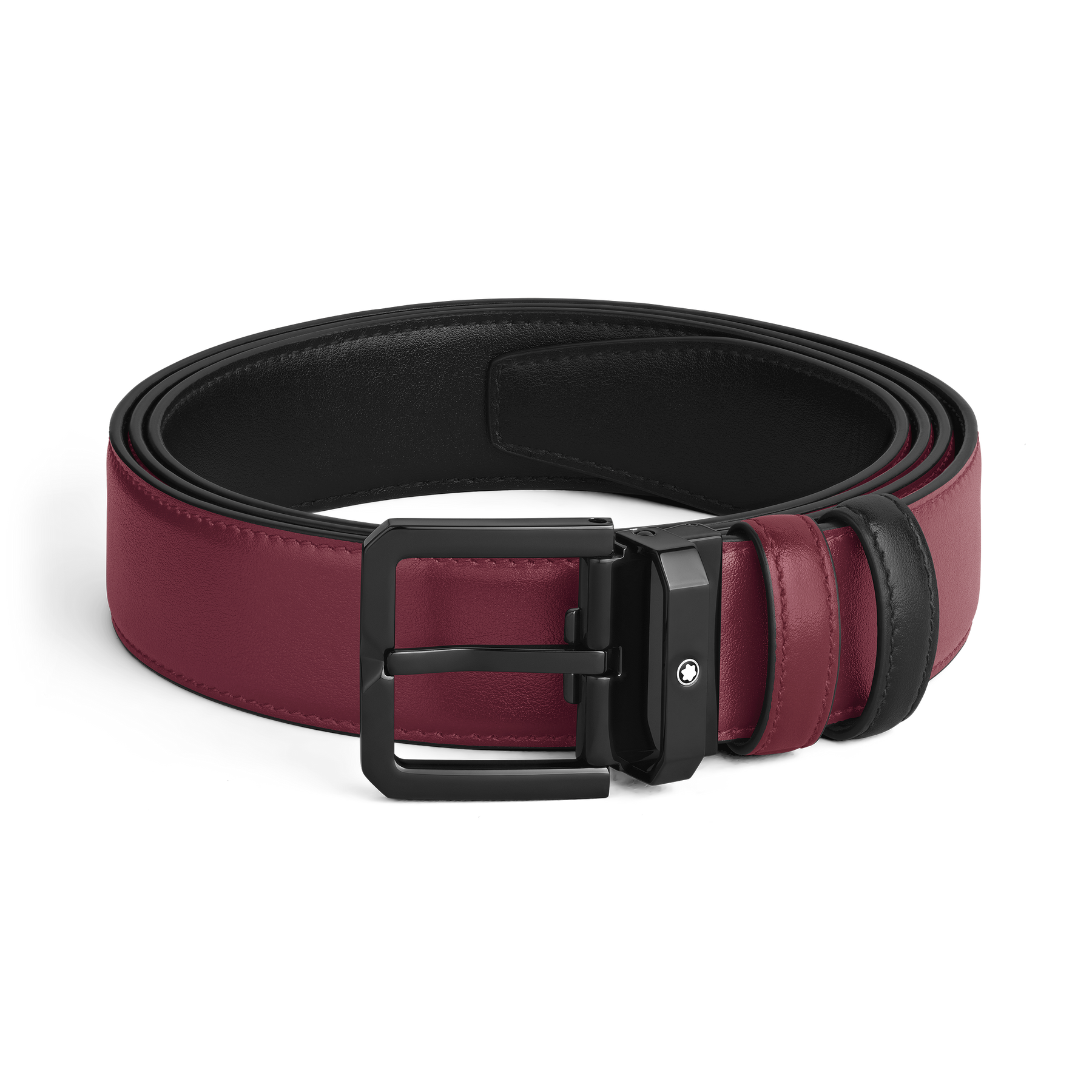 Cassis/black leather 35mm reversible belt