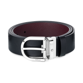 Horseshoe buckle printed black/mosto 35 mm reversible leather belt