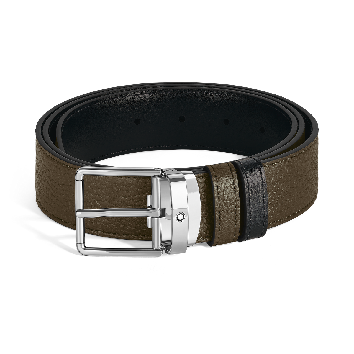 Everyday buckle khaki/black 35mm reversible leather belt