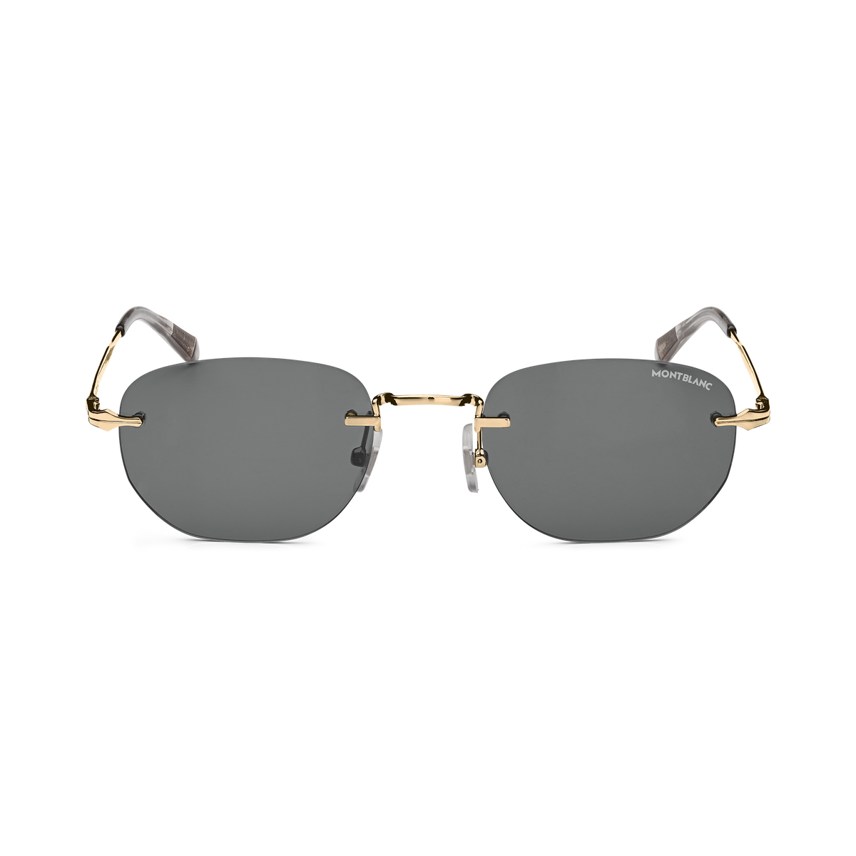 Rectangular Sunglasses with Gold-Colored Metal Frame