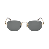 Rectangular Sunglasses with Gold-Colored Metal Frame