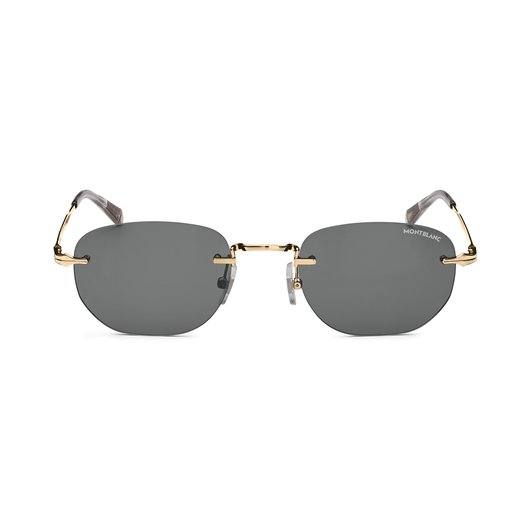 Rectangular Sunglasses with Gold-Colored Metal Frame