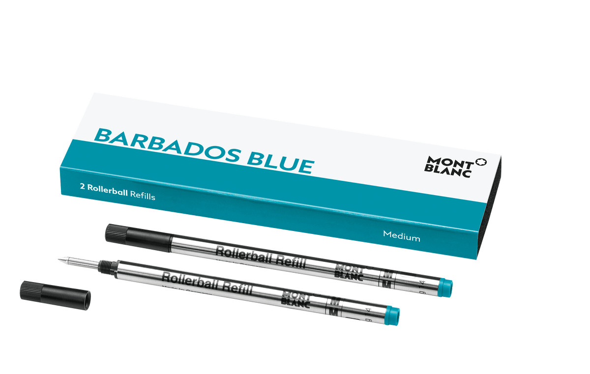 2 Rollerball Refills Medium, Barbados Blue