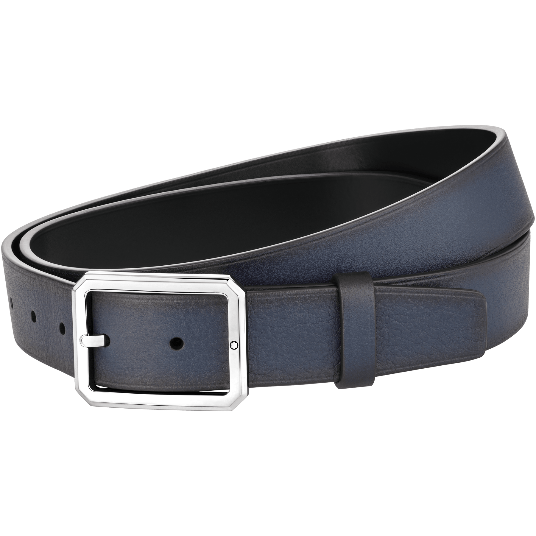 Blue/black 35 mm reversible leather belt