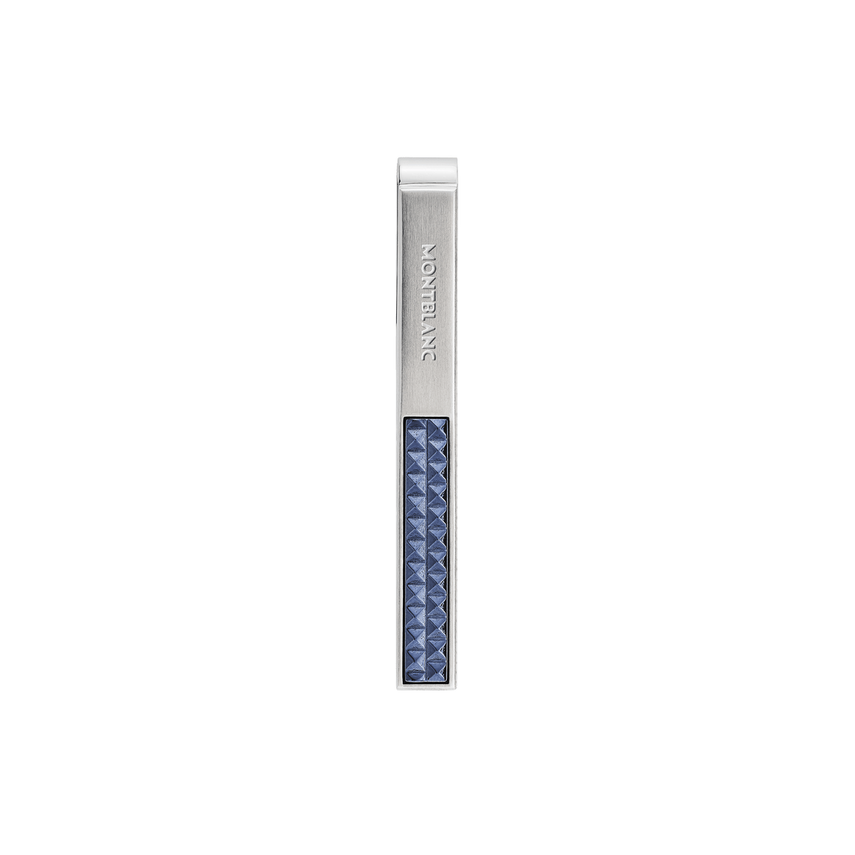 Tie Bar in Stainless Steel with Blue Patterned Inlay