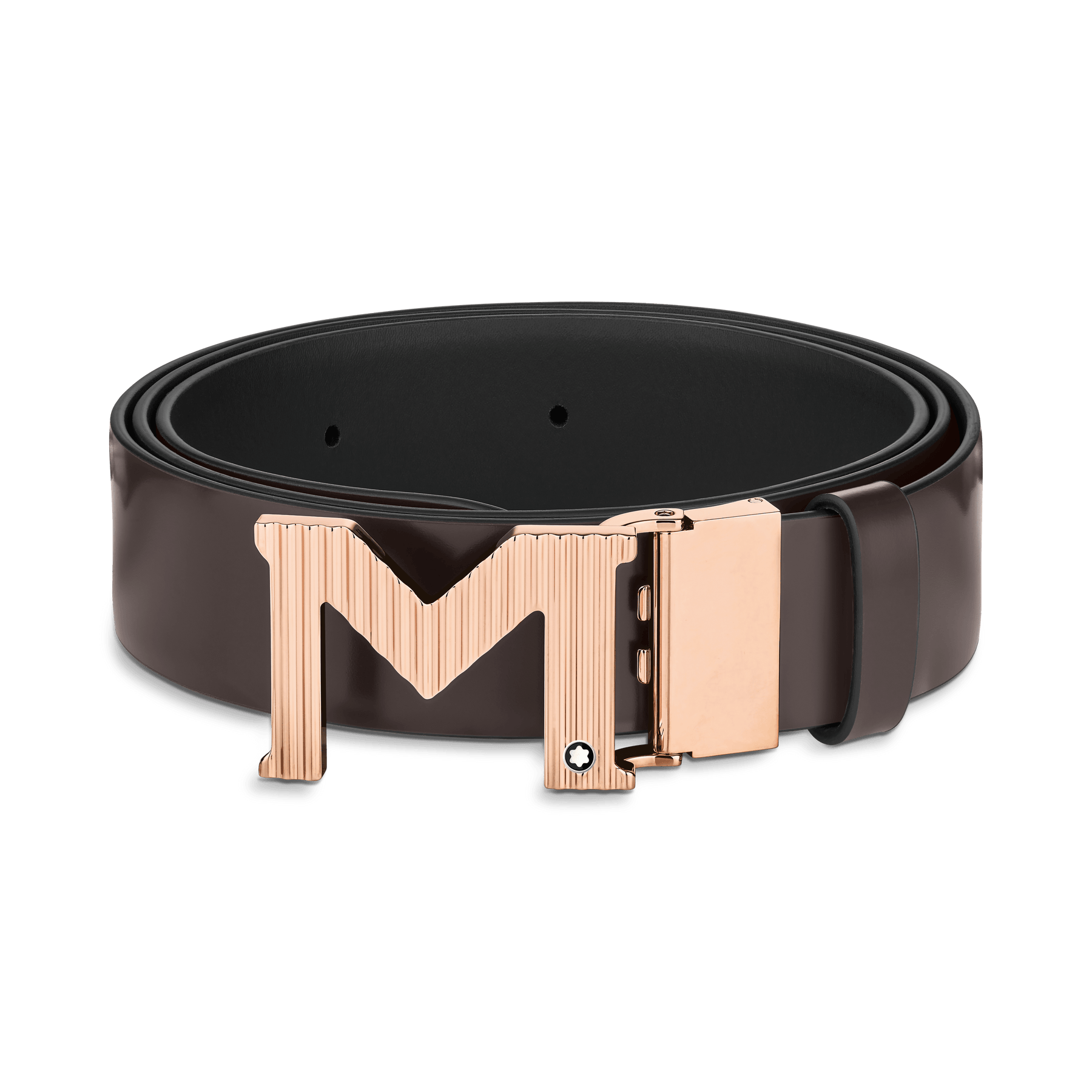 M buckle brown/black 35 mm reversible leather belt