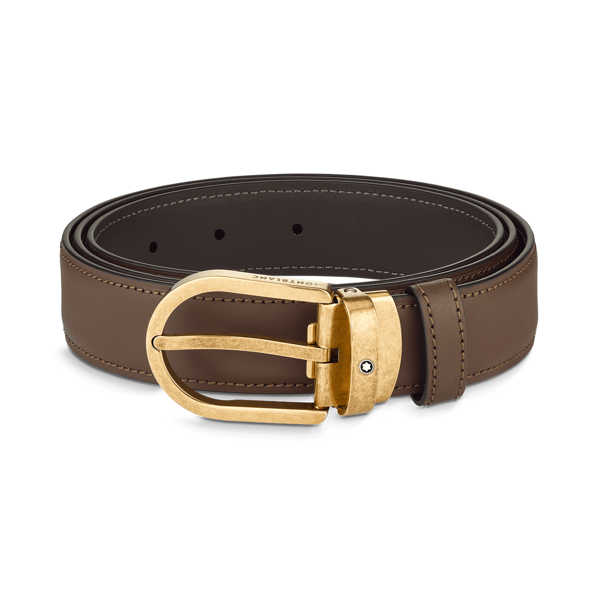 Horseshoe buckle brown 30 mm leather belt