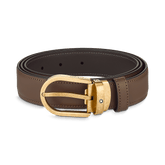Horseshoe buckle brown 30 mm leather belt