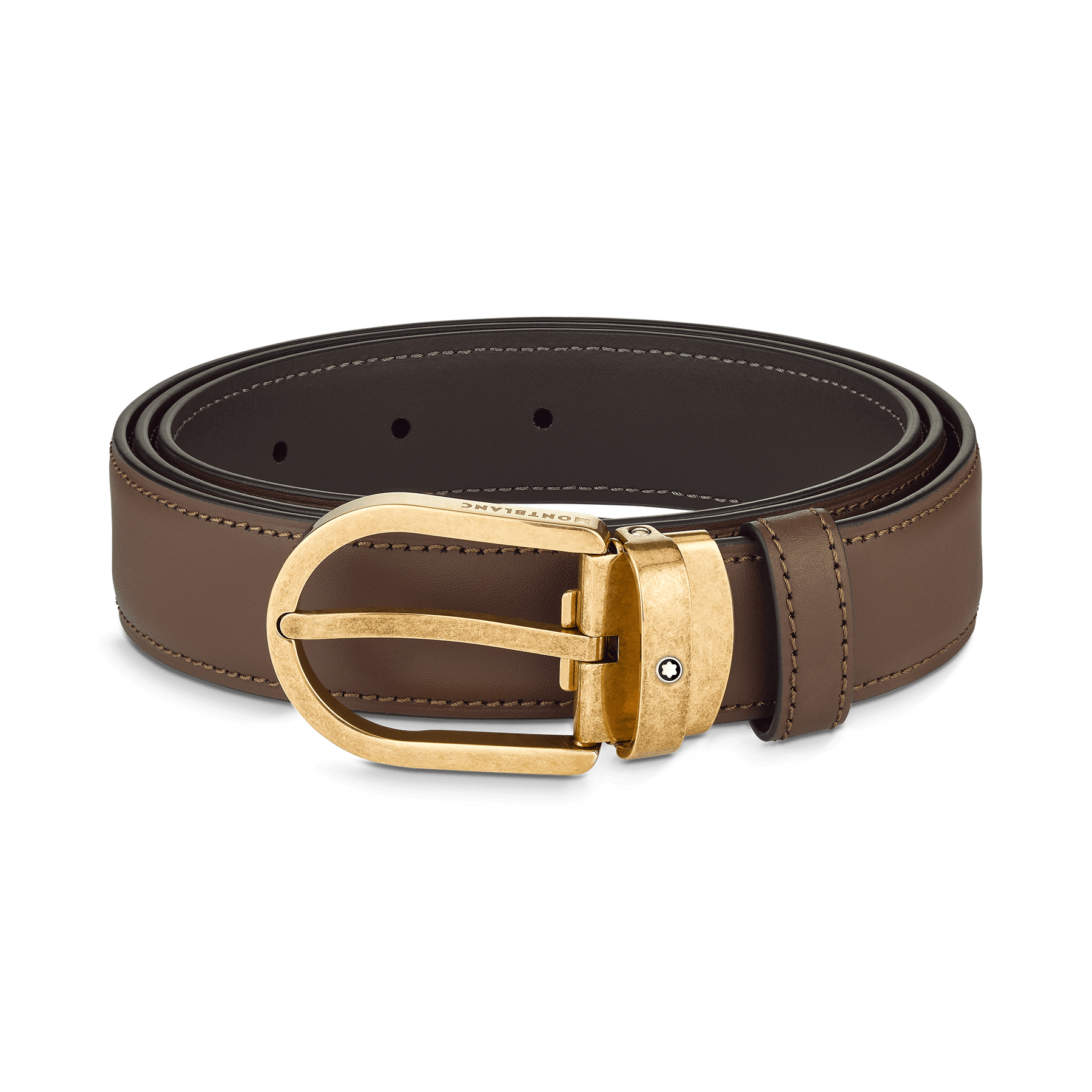 Horseshoe buckle brown 30 mm leather belt