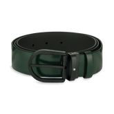Horseshoe buckle green 35 mm leather belt