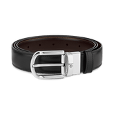 Horseshoe buckle black/brown 30 mm reversible leather belt