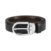 Horseshoe buckle black/brown 30 mm reversible leather belt