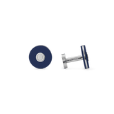 Cufflinks, round in stainless steel with blue resin