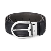 Horseshoe buckle printed black 40 mm leather belt