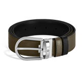 Horseshoe buckle khaki/black 35mm reversible leather belt