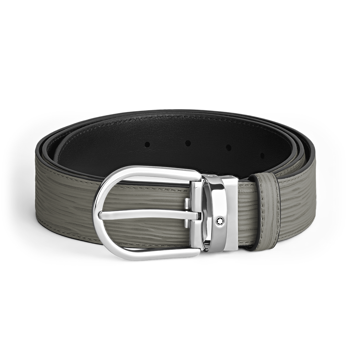 Horseshoe buckle medium grey 35mm leather belt