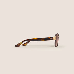 Squared Sunglasses with Gold-Colored Metal Frame