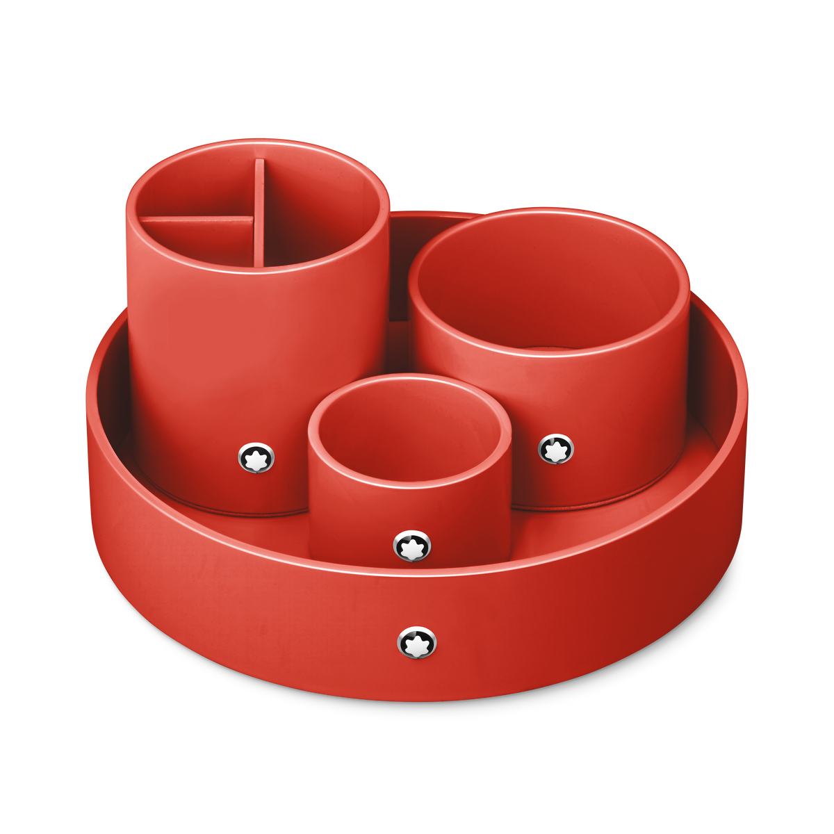 Round pen holder in coral lacquer