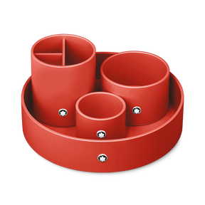 Round pen holder in coral lacquer