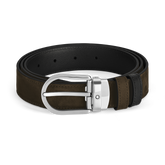 Horseshoe buckle brown/black 30mm reversible leather belt