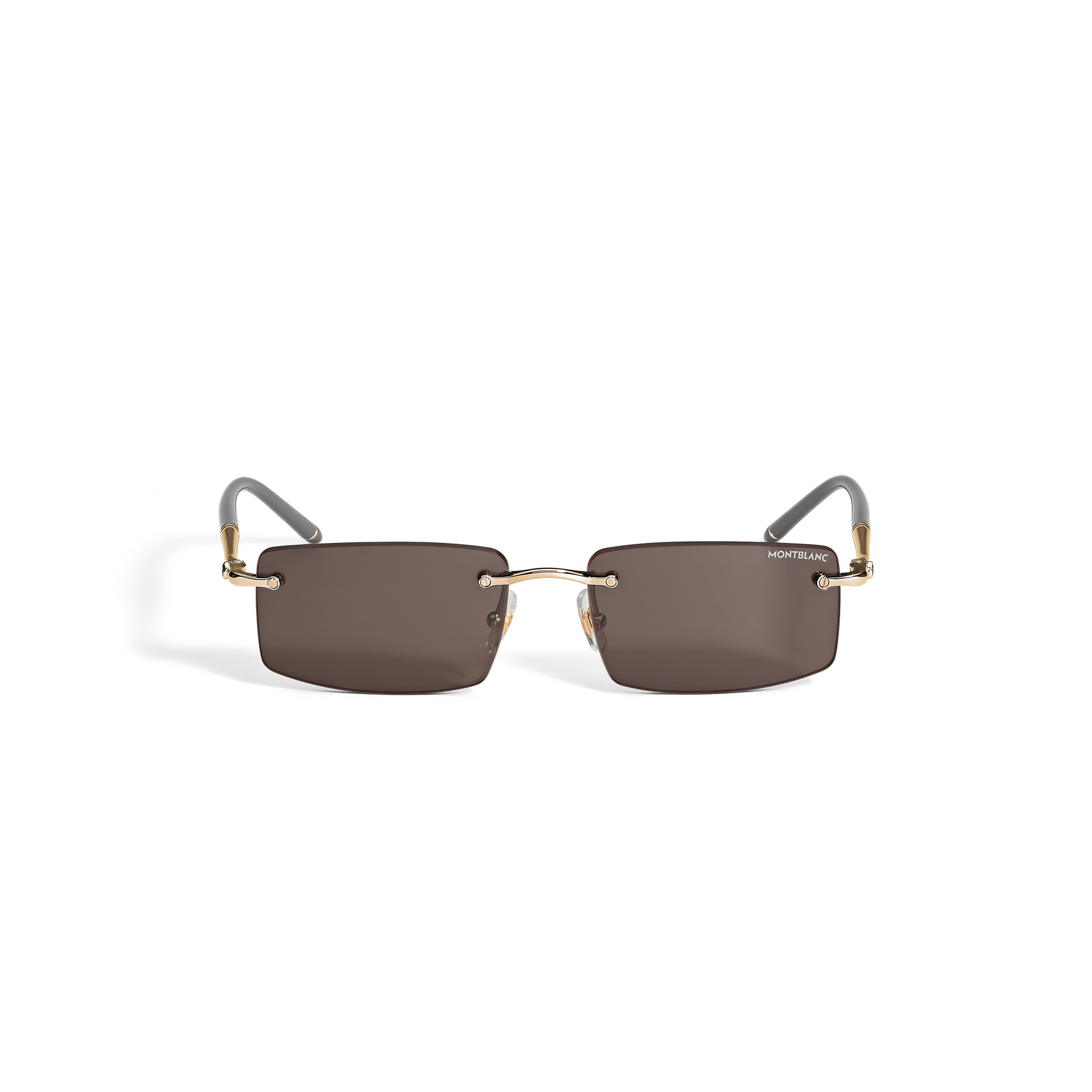 Rectangular Sunglasses with Gold Col Metal Frame