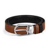 Horseshoe buckle fauve/black 30mm reversible leather belt