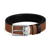 Rectangular buckle fauve/black 35mm reversible leather belt