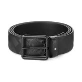 Printed black/plain black 35 mm reversible leather belt