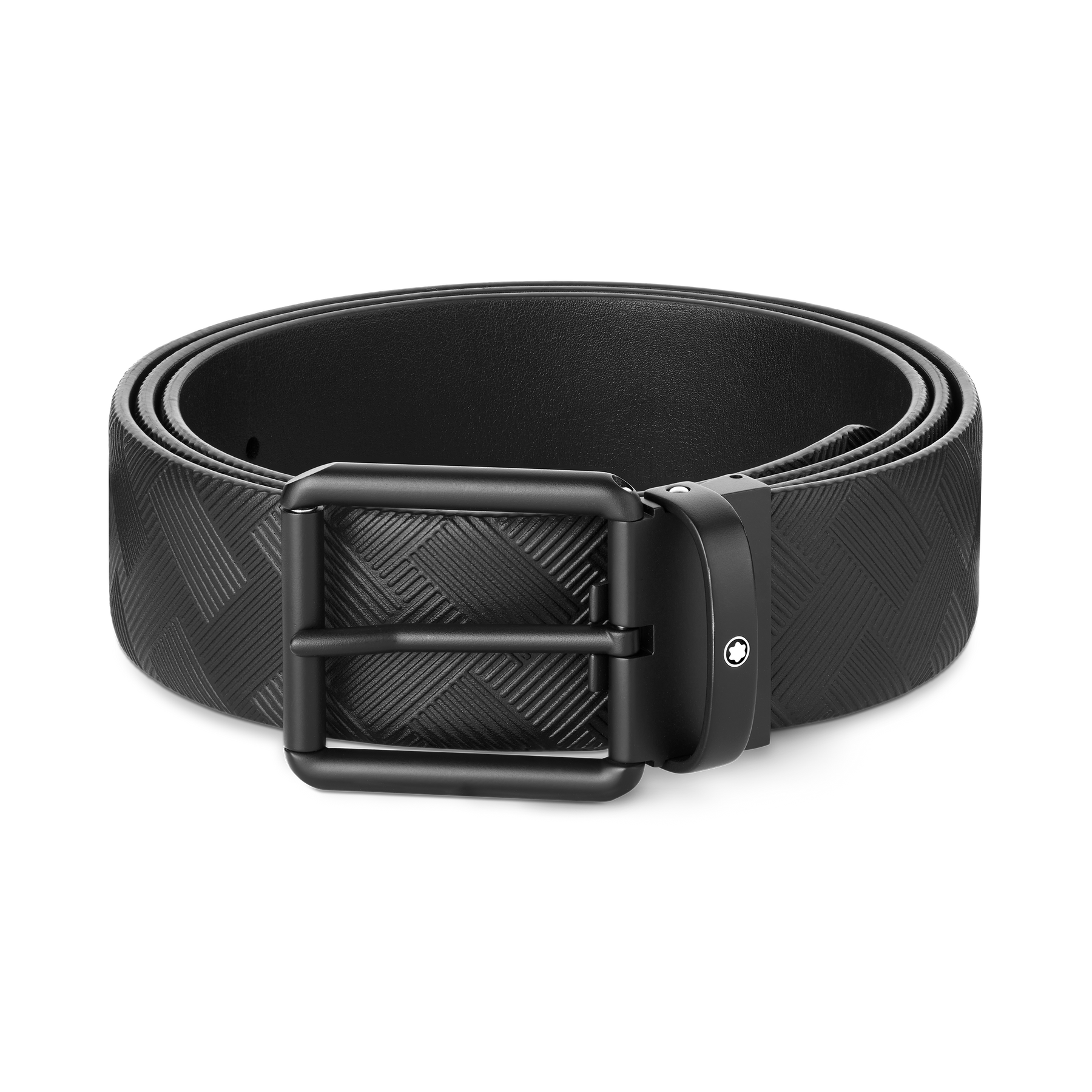 Printed black/plain black 35 mm reversible leather belt
