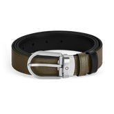 Horseshoe buckle khaki/black 30mm reversible leather belt