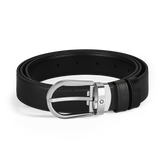 Horseshoe buckle black /black 30mm reversible leather belt