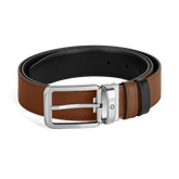 Rectangular buckle fauve/black 30mm reversible leather belt