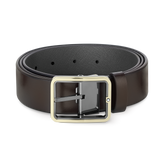Brown/gray 35 mm reversible leather belt