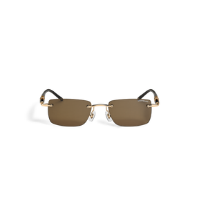 Rectangular Sunglasses with Gold-Coloured Metal Frame