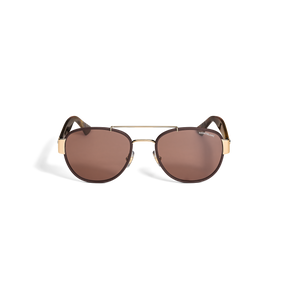 Squared Sunglasses with Gold-Colored Metal Frame