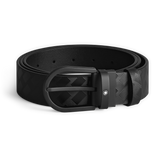 Horseshoe buckle black 35mm leather belt