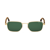 Rectangular Sunglasses with Gold-Colored Metal Frame