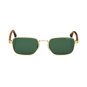 Rectangular Sunglasses with Gold-Colored Metal Frame