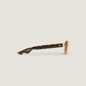 Rectangular Sunglasses with Gold-Colored Metal Frame