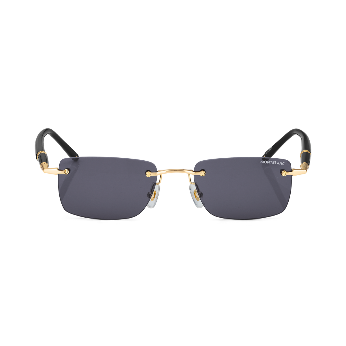 Rectangular Sunglasses with Gold-Colored Metal Frame