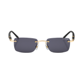 Rectangular Sunglasses with Gold-Colored Metal Frame