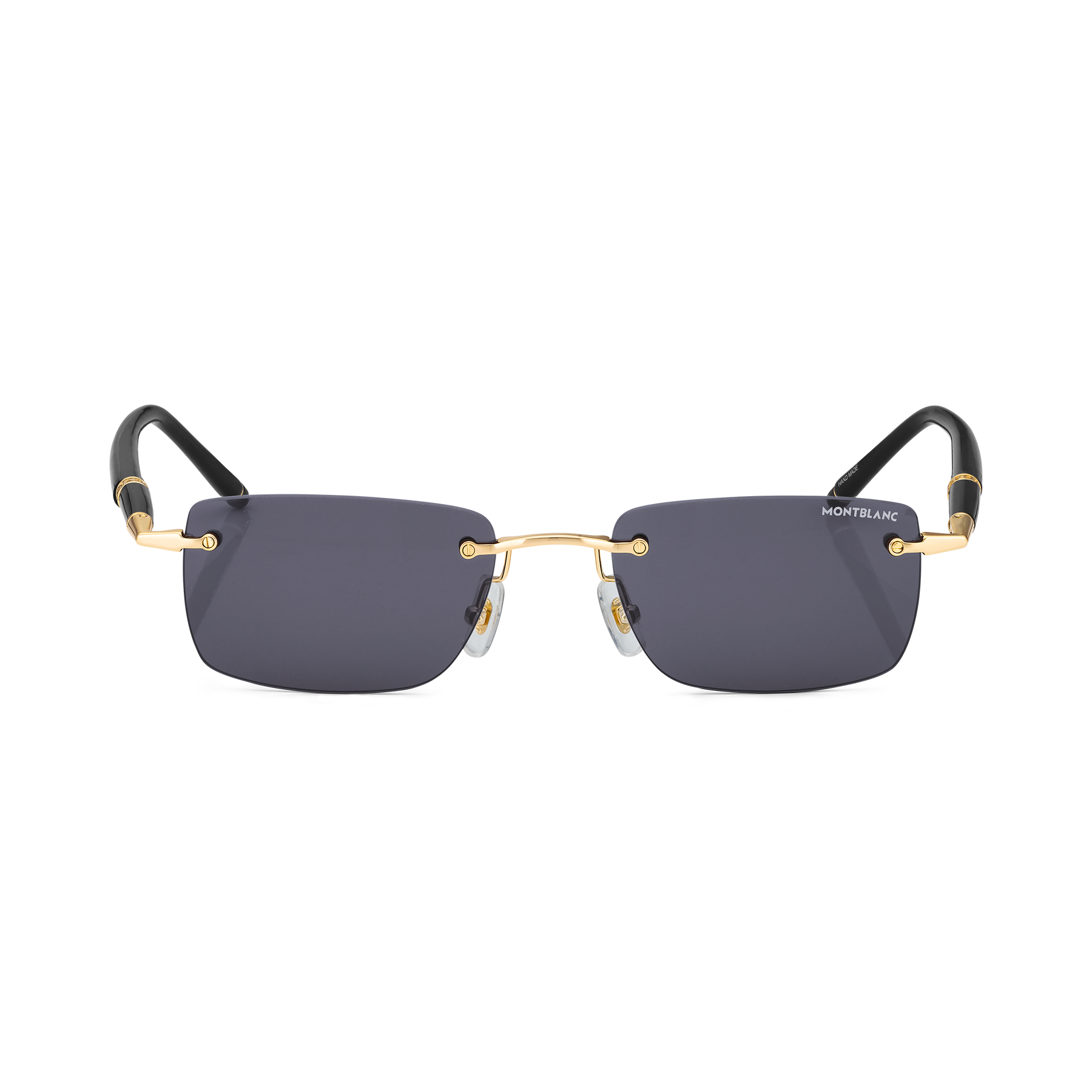 Rectangular Sunglasses with Gold-Colored Metal Frame