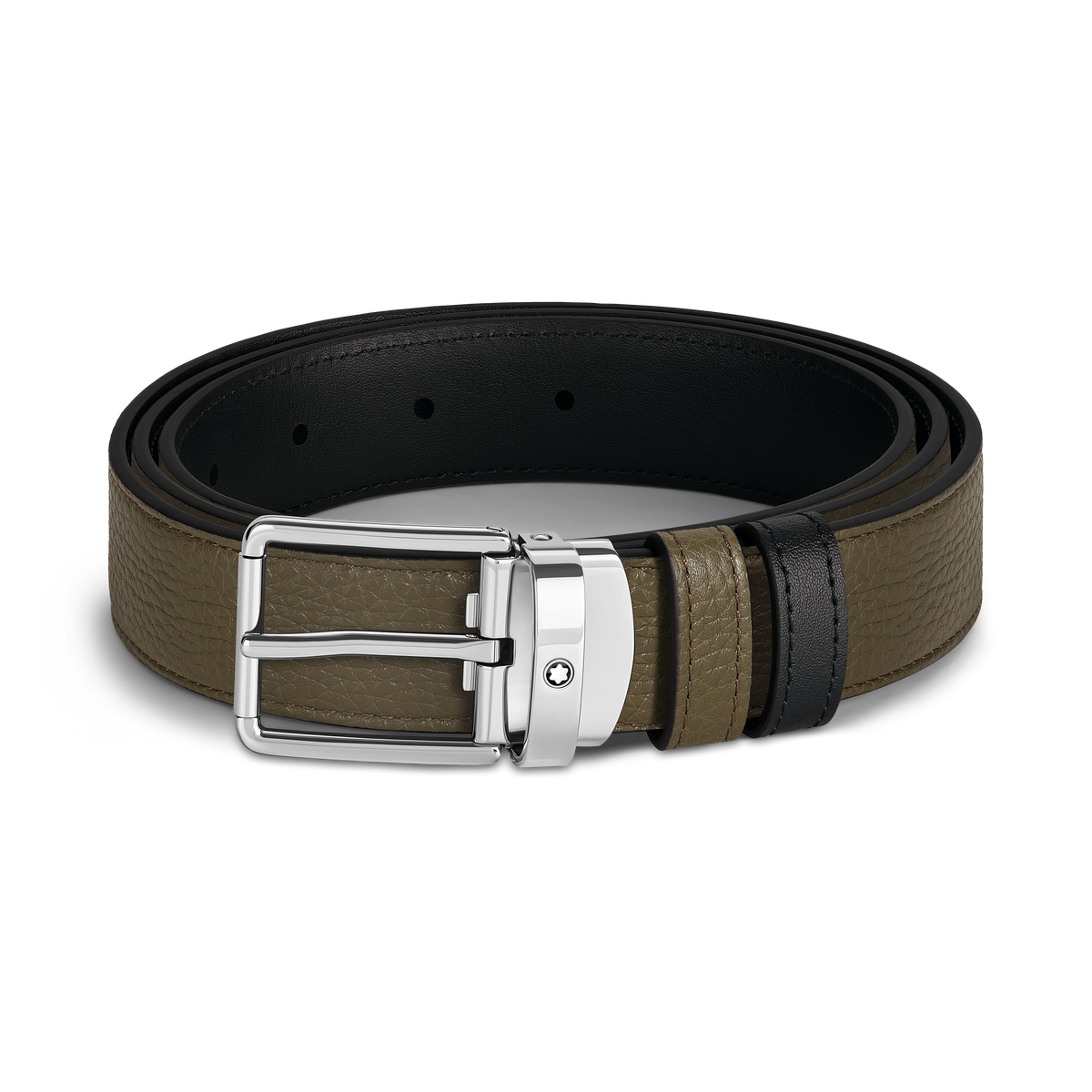 Everyday buckle khaki/black 30mm reversible leather belt