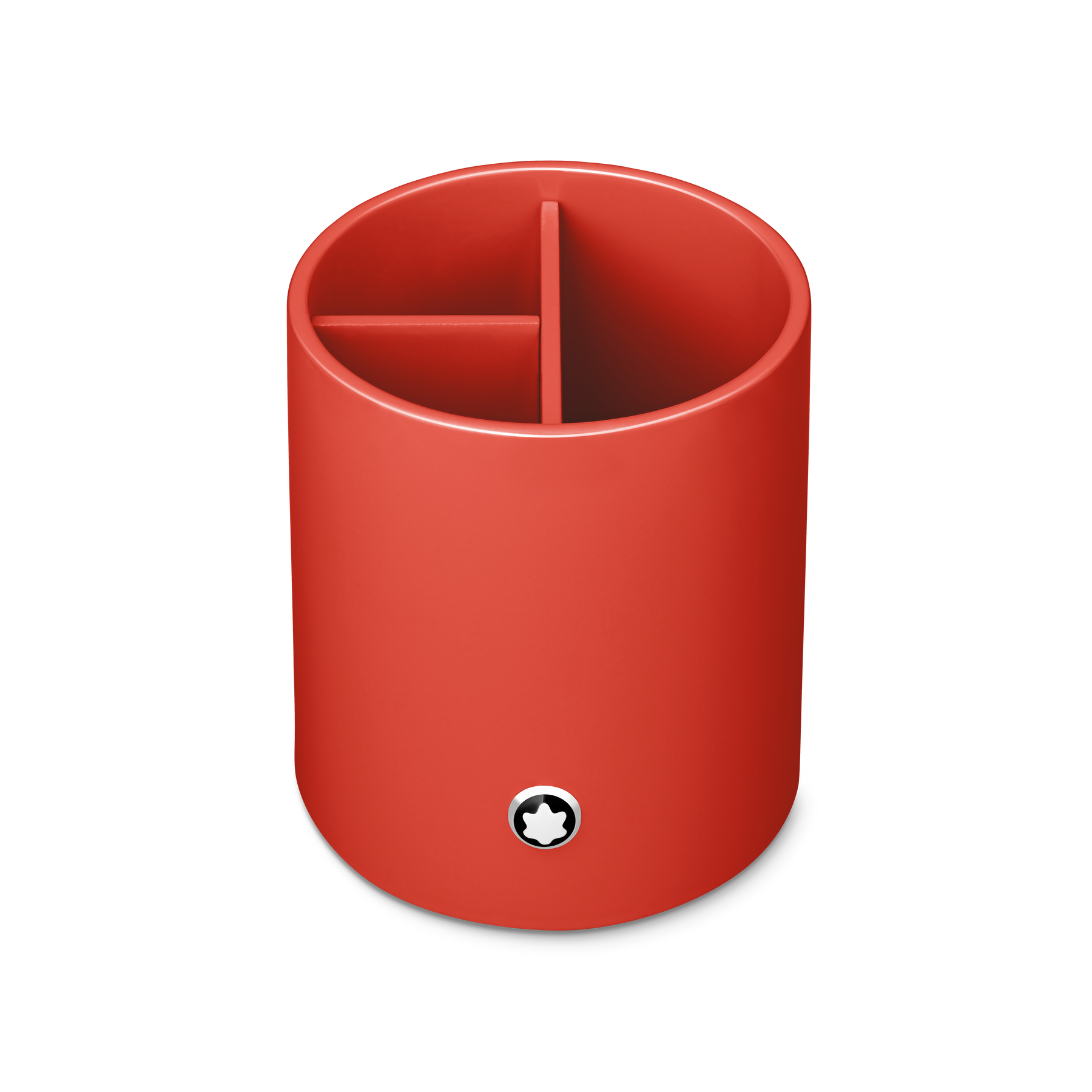 Round pen holder in coral lacquer